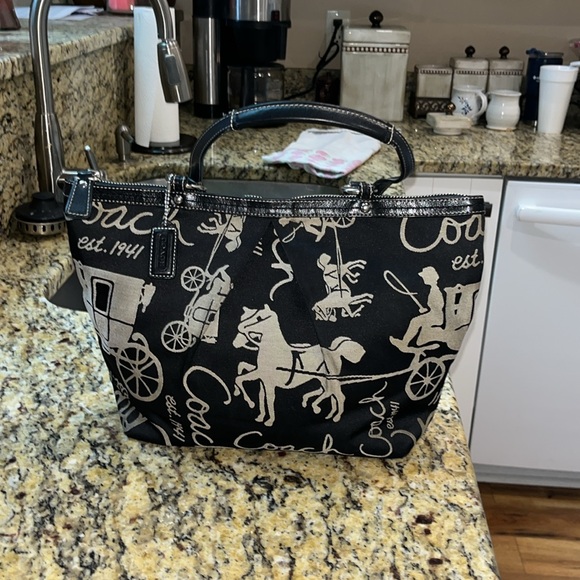 Coach Handbags - Coach Black and Cream Tote Bag